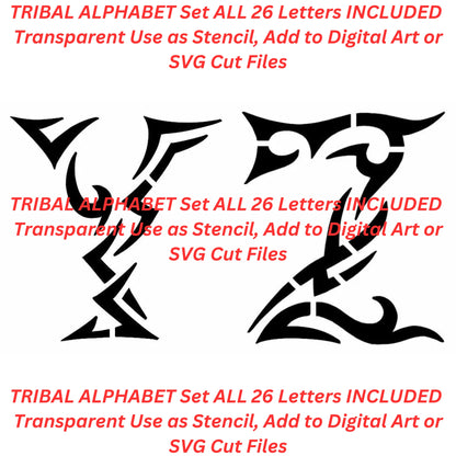 Tribal Alphabet Set AI Created One of a Kind Digital Download Canvas Poster Wall Art DIY Printable PNG SVG