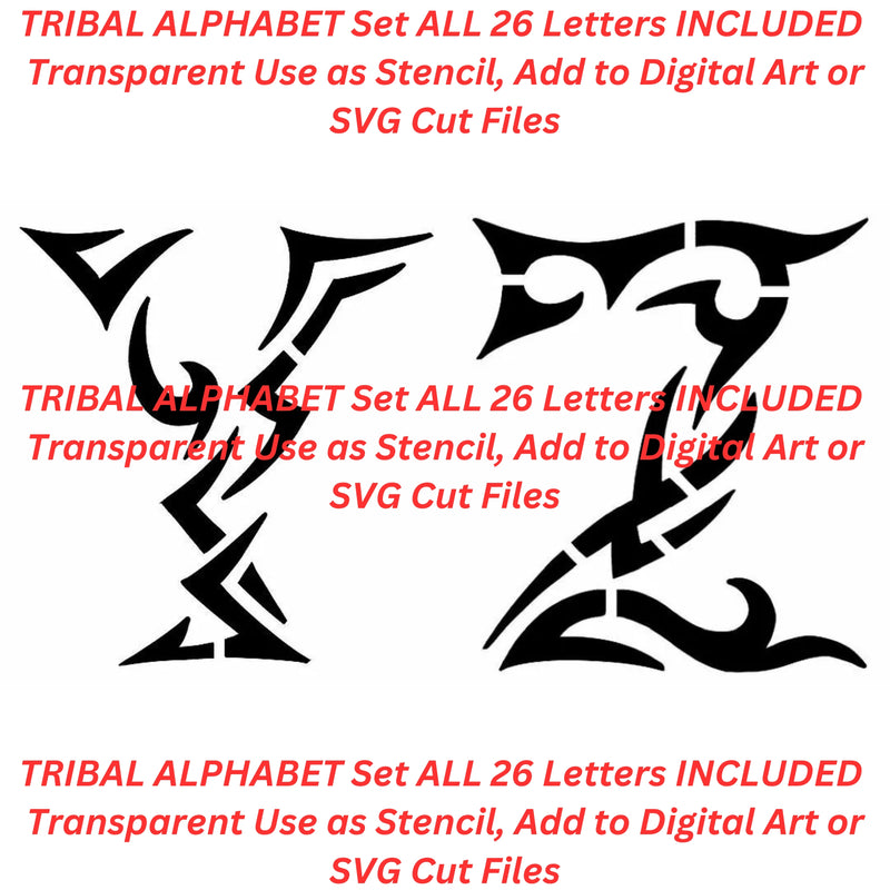 Tribal Alphabet Set AI Created One of a Kind Digital Download Canvas Poster Wall Art DIY Printable PNG SVG Craft Supply