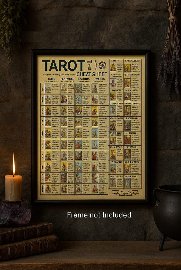 Tarot Card Cheat Sheet Knowledge Wicca One of a Kind Hippie Gypsy Printable Wall Art Spiritual Divination Vintage Aesthetic Instant Download 