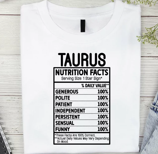Zodiac Sign Nutrition Facts SVG Bundle