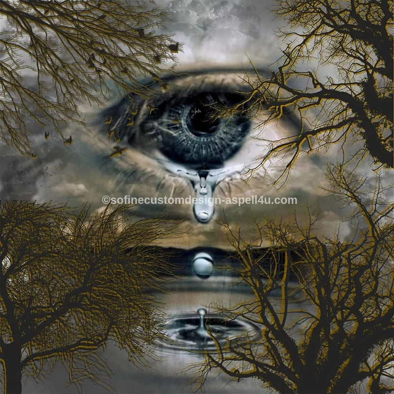 Tears Falling Down Eye in Forest over Water AI Created One of a Kind Digital Download Canvas Poster Wall Art DIY Printable DIY Craft Supply
