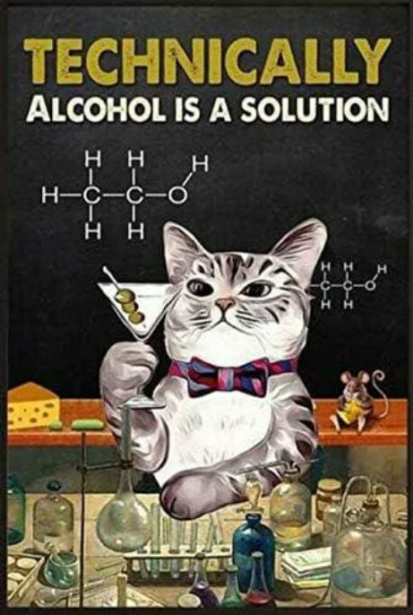 Technically, Alcohol Is A Solution - Unique AI Designed Digital Download for Your Space - One of A Kind Print - Custom Made Unique Wall Art