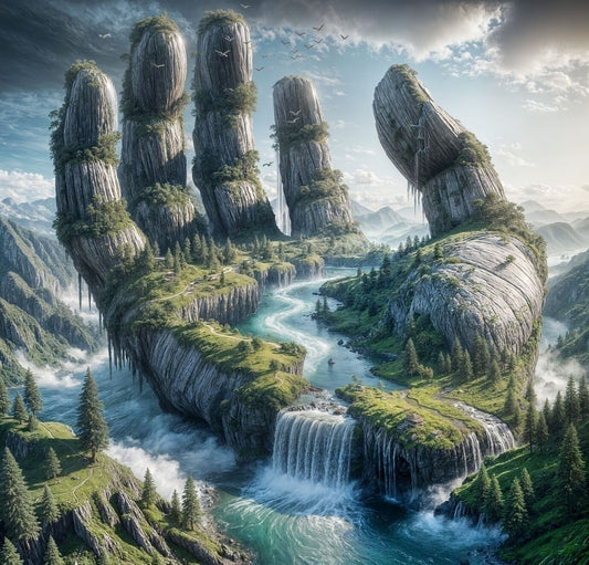 The Face of Nature Plus Waterfall Hand - Digital Download Art Print PLUS Video Canvas Poster, Wall Art, Junk Journal, Cottage Core, DIY Gift