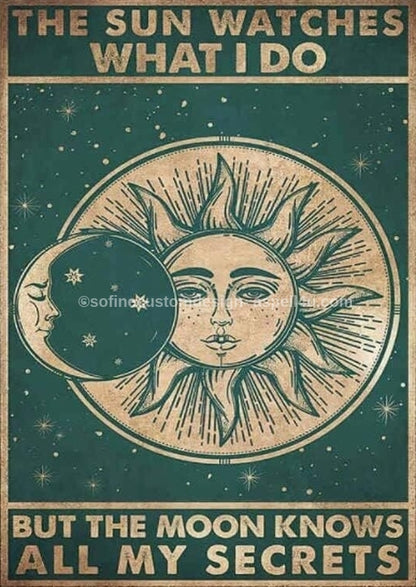 The Sun Watches What I Do But The Moon Knows All My Secrets Wiccan Coven One Of A Kind Printable Dark Art Fantasy Card, Digital Poster, Canvas Print Up to 36x48" Wall Art Decoupage Junk Journal Digital File Download Cottage Core Whimsigoth Fairy Core Art Gift
