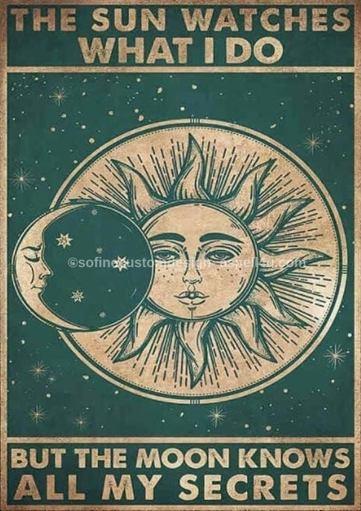 The Sun Watches What I Do But The Moon Knows All My Secrets Wiccan Coven One Of A Kind Printable Dark Art Fantasy Card, Digital Poster, Canvas Print Up to 36x48" Wall Art Decoupage Junk Journal Digital File Download Cottage Core Whimsigoth Fairy Core Art Gift

