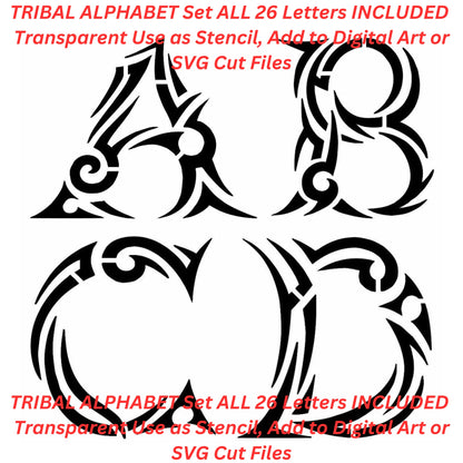 Tribal Alphabet Set AI Created One of a Kind Digital Download Canvas Poster Wall Art DIY Printable PNG SVG Craft Supply