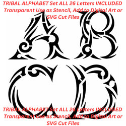 Tribal Alphabet Set AI Created One of a Kind Digital Download Canvas Poster Wall Art DIY Printable PNG SVG Craft Supply