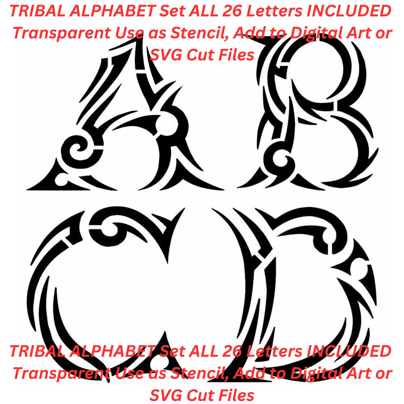 Tribal Alphabet Set AI Created One of a Kind Digital Download Canvas Poster Wall Art DIY Printable PNG SVG Craft Supply