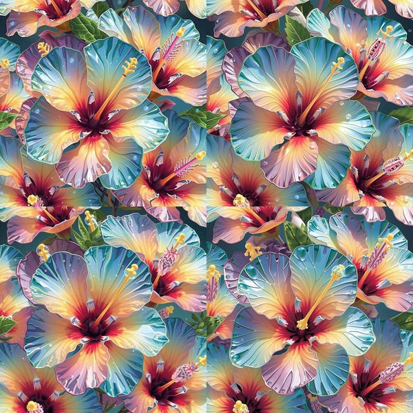 Tropical Hibiscus Seamless PNG Bundle for Sublimation Printing Wall Art Floral Backgrounds Digital Clipart Scrapbook Decor Printable Set