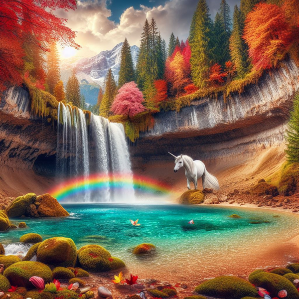 White Unicorn Drinking at the Waterfall Fantasy Art Print DIY Cottage Core Wall Art Make Your Own Poster Cards Home Decor Instant Download