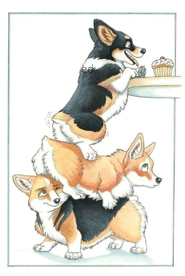 Corgi NOPE Not Today Stacked Cupcake Theft Digital Download Art Print
