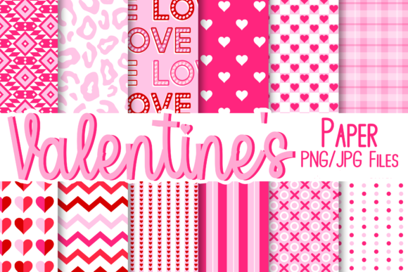Printable Valentine's Day Graphics Digital Paper Retro Bundle | Works on Printer Paper or Card Stock | DIY Cards, Gift Wrap, Scrapbooking