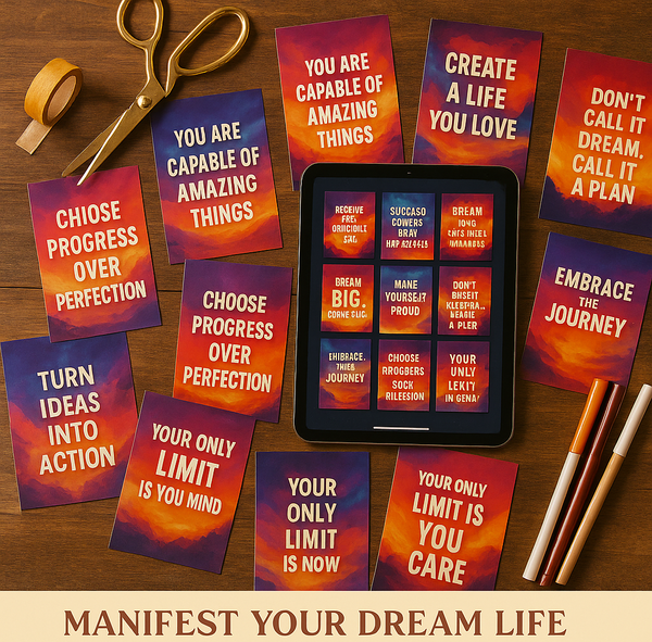 Vision Board 100 Inspirational Quotes with background images and cards 100+ Elements Inspirational Quotes with background images and cards Editable Printable Aesthetic Kit for Your Vision Board DIY Mood Board