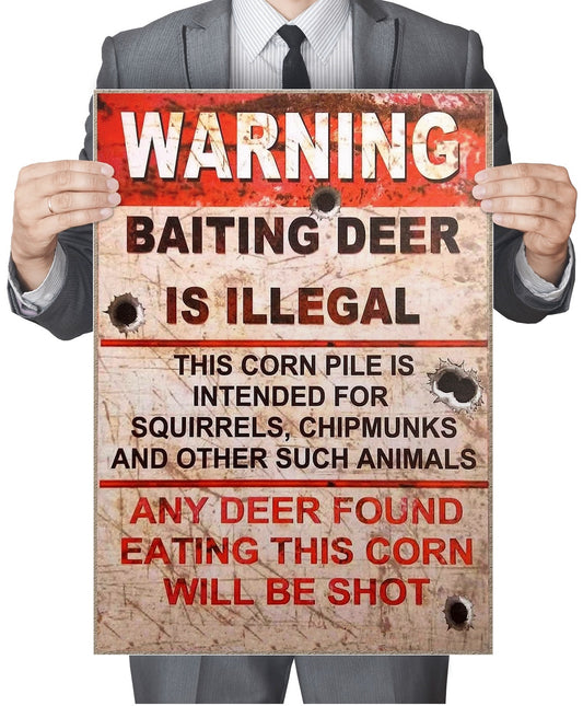 Warning Baiting Deer is Illegal - AI Created One of a Kind Digital Download Art Print for Canvas Poster, Wall Art, Cottage Core, DIY Gift
