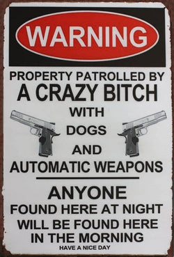 Warning Property Patrolled A Crazy Printable AI Created Hand Crafted One of A Kind - Digital Download Wall Art Print Cottage Core, DIY Gift
