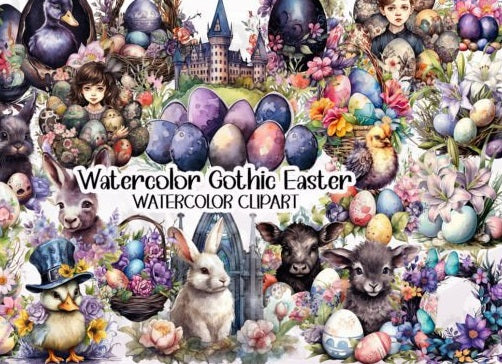 Gothic Easter Clipart PNG Digital Sublimation Clipart Use for Junk Journal Scrapbooks Wall decor etc