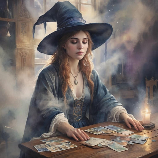 Witch and Tarot - Wizard and Fire - Coven Wicca Art - AI Created High Res - Digital Download Cottage Core Craft Supply