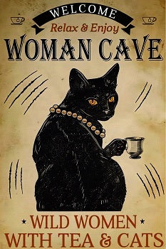 Woman Cave With Tea and Cat Cottage Core Art Y2K Printable Design Whimsigoth Aesthetic Room Decor Digital File Download 2330x3500px DPI 300