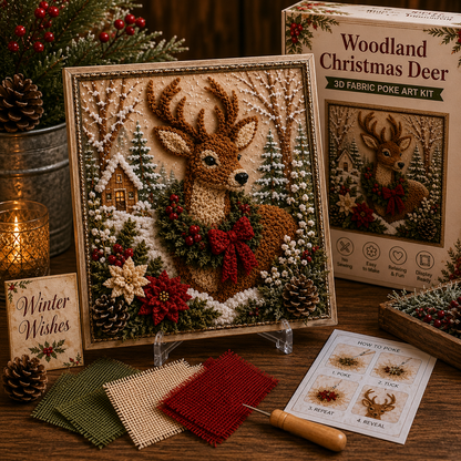 3D Fabric Poke Art Christmas Craft Kit, Choose Your Design, DIY Holiday Craft, No Sewing, Handmade Christmas Gift