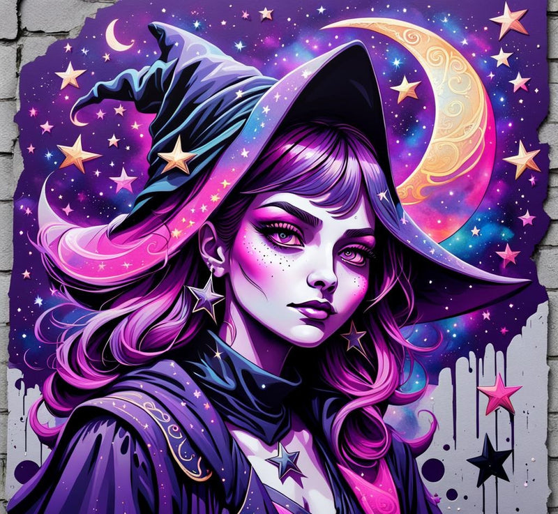 Purple Witch - Digital Download - Canvas Poster - One of A Kind Print - Custom Made AI Designed