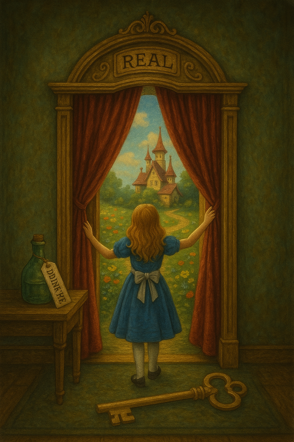 Alice in Forest Wonderland - Cheshire Cat - Digital Download - Canvas Poster - One of A Kind Print - Custom Made AI Designed