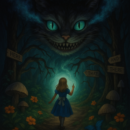 Alice in Forest Wonderland - Cheshire Cat - Digital Download - Canvas Poster - One of A Kind Print - Custom Made AI Designed