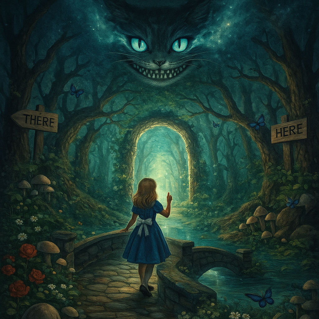 Alice in Forest Wonderland - Cheshire Cat - Digital Download - Canvas Poster - One of A Kind Print - Custom Made AI Designed