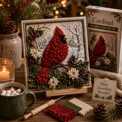 3D Fabric Poke Art Christmas Craft Kit, Choose Your Design, DIY Holiday Craft, No Sewing, Handmade Christmas Gift