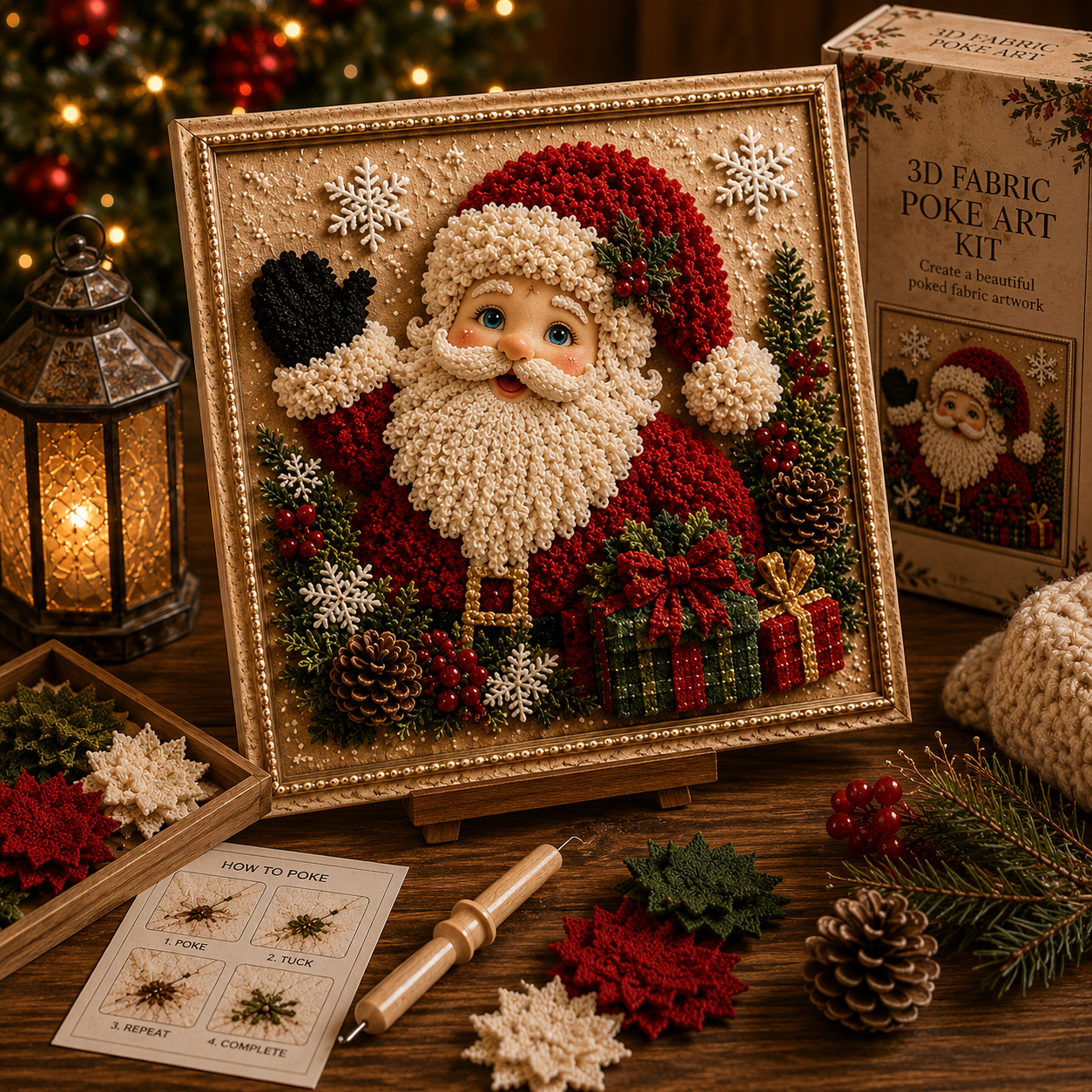 3D Fabric Poke Art Christmas Craft Kit, Choose Your Design, DIY Holiday Craft, No Sewing, Handmade Christmas Gift