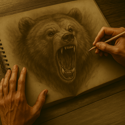 Lions and Tigers Bears and Wolves Oh My Digital Print Set of 4 | Wildlife Animal Wall Art | Rustic Woodland Nature Decor | Cabin Lodge Gift