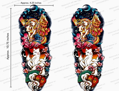 Celestial Unicorn Floral Tattoo Designs – Set of 16 Printable Fantasy Temporary Tattoo Art Downloads