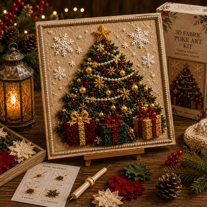 3D Fabric Poke Art Christmas Craft Kit, Choose Your Design, DIY Holiday Craft, No Sewing, Handmade Christmas Gift