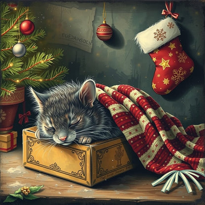 A Few Sleeps Left Before Christmas Mouse and Cat AI Created One of a Kind Digital Download Canvas Poster Wall Art Printable DIY Craft Supply