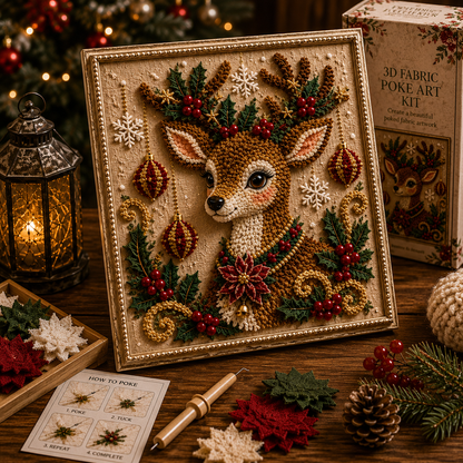 3D Fabric Poke Art Christmas Craft Kit, Choose Your Design, DIY Holiday Craft, No Sewing, Handmade Christmas Gift