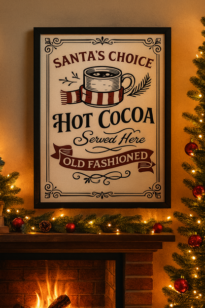 Merry Christmas Unframed Wall Art Festive Santa Claus and Tree Print 85x11 Inch Holiday Canvas Poster for Cozy Winter Home Decor