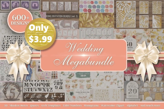 All You Will Need Wedding SVG Mega Bundle 600+ designs Can be printed in different size Lifetime access PERSONAL and LIMITED Commercial use