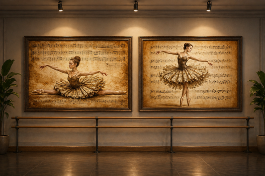 Vintage Ballet Wall Art Set of 4 Sepia Music Print Ballerina Art Printable Gallery Set Antique Dance Studio Decor Instant Download