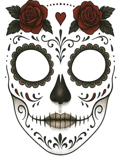 Print Your Day of the Dead Face Mask Tattoo Design for Halloween Costume, Sugar Skull Art, Instant Download, DIY Temporary Ink (Copy)