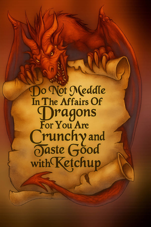 Printable Dragon With Scroll Do Not Meddle Digital Download For Cards TShirts Wall Art Sublimation Transparent Background