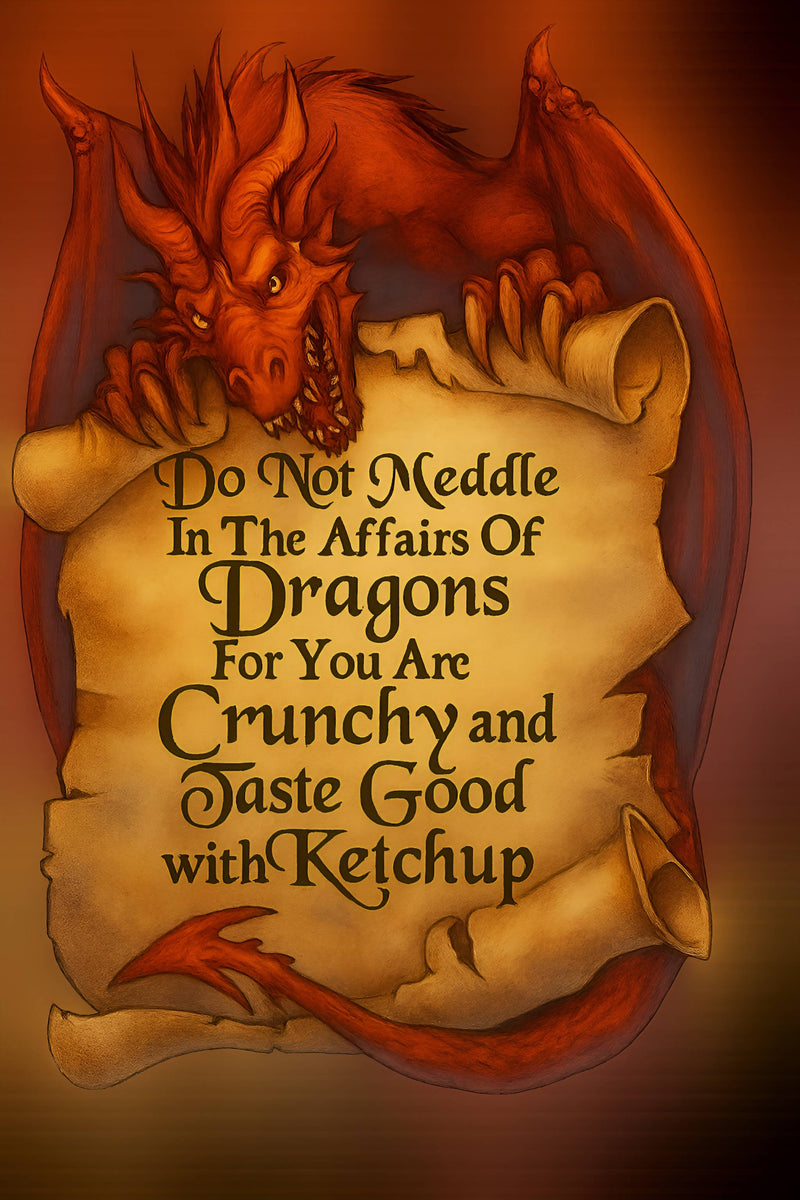 Printable Dragon With Scroll Do Not Meddle Digital Download For Cards TShirts Wall Art Sublimation Transparent Background
