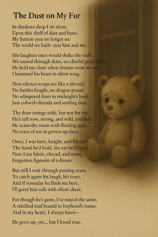 A Teddy Bears Heartache The Dust on My Fur Printable Poem Wall Art for Boys Room Nursery or Memory Shelf Digital Download