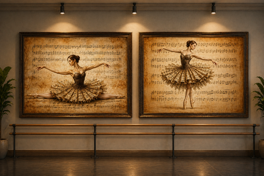 Vintage Ballet Wall Art Set of 4 Sepia Music Print Ballerina Art Printable Gallery Set Antique Dance Studio Decor Instant Download