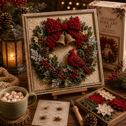 3D Fabric Poke Art Christmas Craft Kit, Choose Your Design, DIY Holiday Craft, No Sewing, Handmade Christmas Gift