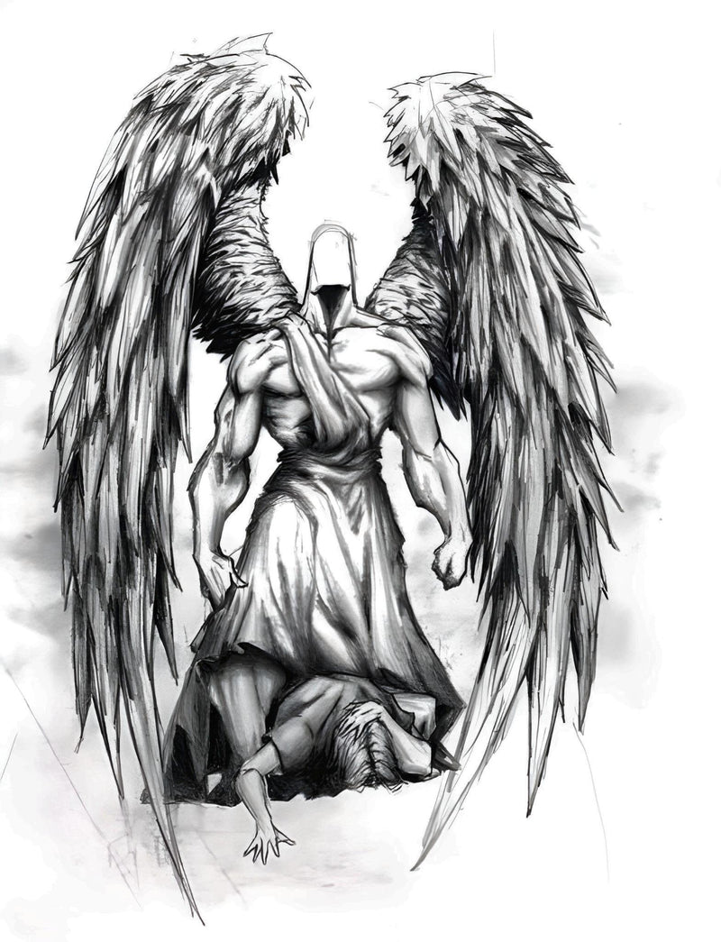 Digital Tattoo Design Download Pack Angels Demons Skulls Dragon Eye Gothic Fantasy Line Art for Flash Sheets or Ink Inspiration