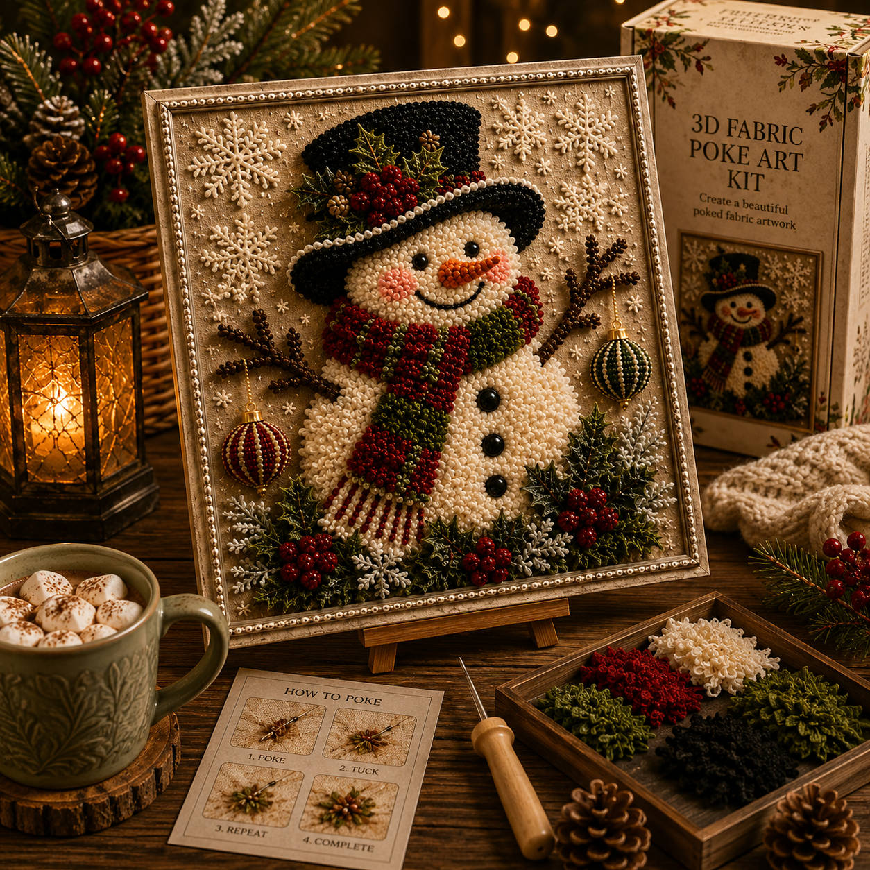 3D Fabric Poke Art Christmas Craft Kit, Choose Your Design, DIY Holiday Craft, No Sewing, Handmade Christmas Gift