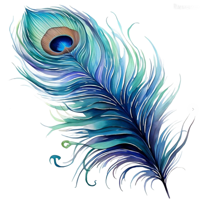 Mystic Blue and Purple Peacock Feather PNG and SVG File AI Created One of a Kind Digital Download diy Printable Craft Supply for Any Project