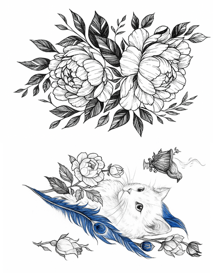 Eternal Bloom Anchor of Souls tattoo set with floral skulls roses anchors feathers for cosplay beachwear parties and bold everyday style