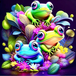 Cute Neon Frogs Print and Frame Wall Art Home Decor Fantasy Print Digital download Instant Access Create Your Own Art Prints Can Be Edited