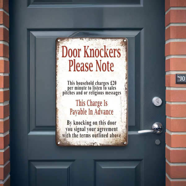 1 pc Retro Notice Metal Tin Sign, Door Knockers Note Metal Wall Plaque, Vintage Humor Letters Plate Hanging Decor, Man Cave Bar Decor for Garage Cafe Hotel House Office Front Door Yard Porch 12x8 inch