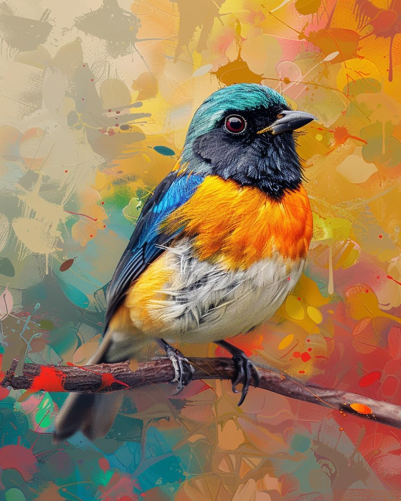 Colorful Bird Wall Art - Digital Oil Painting Download - Abstract Nature Printable - Vibrant Bird Poster - Choose Any Print Size
